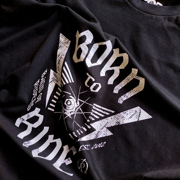 tee-shirt BORN TO RIDE noir, zoom logo poitrine